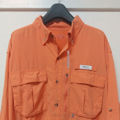 GUIDE SERIES サイズXL位 アウトドア フィッシング シャツ 長袖 オレンジ ベンチレーション機能 大きいサイズ メンズ 05I2602