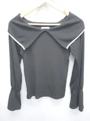 ◇ ⊇ mily bilet 長袖 バイカラーラッフルキャンディスリーブトップス サイズM ブラック レディース E  【1506110012715】