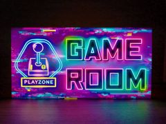 【Mサイズ】ゲーム GAME AREA ROOM アメリカン ゲームルーム ゲームコーナー ゲームセンター ネオン系 店舗 自宅 パーティー イベント サイン ランプ 照明 看板 インテリア ライトBOX 置物 雑貨 LED 電光看板 電飾看板