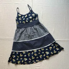 〜00s　archive　Y2K　チェック×ドット×ひまわり　総柄ティアードミニワンピ　レース　ウィッシュコア