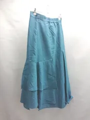 ◇ Θ PAGEBOY ページボーイ ウエストゴム アシメントリ－ ロング ティアード スカート サイズF ブルー系 レディース E  【1411280044483】