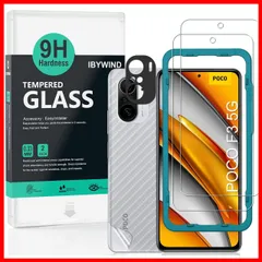 【特売】Ibywind ガラスフィルム POCO F3 5G/Redmi k40/Xiaomi Mi 11i 5G 用 強化 ガラス 保護 フィルム 2枚セット カメラレンズプロテ クター付き(金属材料) 背面保護フィルム付き 簡単装着キット付き