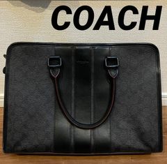 COACH 2WAY ビジネスバッグ シグネチャー 黒 大容量 PC収納可 - メルカリ