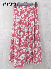 ◇ Andemiu アンデミュウ 総柄 ロング フレア スカート サイズF レッド ホワイト レディース 【中古】 【1002801230562】