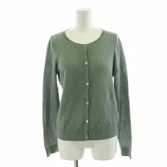 ボンポワン BONPOINT ニット カーディガン 長袖 貝ボタン ジグザグ S 緑 グリーン /NQ ■BM