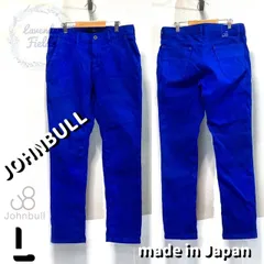 JOHNBULLジョンブルGパン青カラーデニムパンツ大パッチロゴ古着Y2Kロイヤルブルー