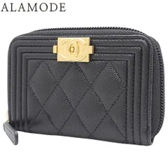 CHANEL(シャネル) ボーイシャネル ココマーク ジップ コインパース 小銭入れ・コインケース ラウンドファスナー ミニ財布 キャビアスキン ブラック黒 ゴールド金具 A80602 レディース 40802120920【中古】【アラモード】
