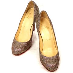 Th994051 クリスチャンルブタン パンプス ハイヒール ラメ 1110190 シルバー系 #34 1/2 約21.5cm レディース Christian Louboutin 良好・中古