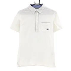 ★SALE価格★【美品】キャロウェイ 半袖ポロシャツ 白 総柄織生地 ボタンダウン メンズ L ゴルフウェア Callaway