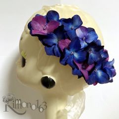 紫陽花のヘッドドレス【20】ネイビーモザイク