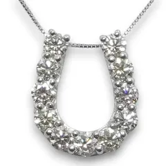 Pt900 ダイヤモンドネックレス馬蹄＜ホースシュー 1.0ct 11石極上の輝き☆ 鑑別書付 4122