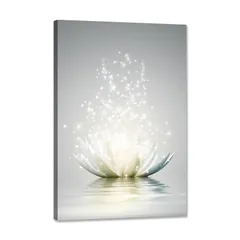 玄関 壁掛け装飾品 壁掛け に飾る絵 花の絵 植物 インテリア 木枠付きの完成品 絵画 ポスター 花 (30x40cm) アートパネル 蓮の花