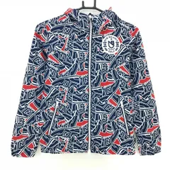 ニューバランスゴルフ ジップパーカー ネイビー×白 スニーカー柄 ロゴワッペン レディース 0(S) ゴルフウェア New Balance