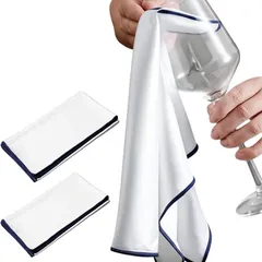 RYOHIN Lab. 良品ラボ グラスふき用クロス バーテンダー ワイングラス マイクロファイバー 吸水 毛羽残りづらい 食器 ロックグラス拭き 布巾 クロス拭き 3枚セット(ブルー,  46x60cm)