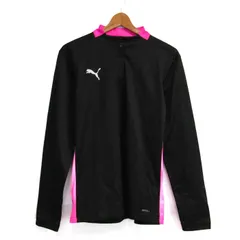 プーマ 長袖シャツ ハーフジップ スポーツウエア トップス 黒 レディース Mサイズ ブラック×ピンク PUMA 【中古】