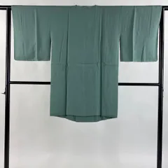 【美品】 道行 身丈93cm 裄丈62cm S 和装コート 角衿 地紋 薄緑 正絹 秀品 【中古】