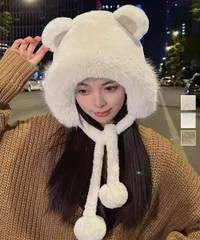 レディースファー帽子 くま耳帽子 暖かい