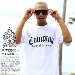 ACEFLAG Tシャツ 半袖 メンズ 白 黒 大きいサイズ ビッグシルエット エースフラッグ おしゃれ かっこいい Compton コンプトン ロゴ b系 ヒップホップ ファッション ダンス ストリート系 AF-TS-TS-030 L XL 2XL 3XL