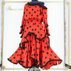 社交ダンス 衣装 ドレス ワンピース サンヨシムラ フリル パーティ パーティドレス 赤 黒 水玉 ポップ かわいい レッド系 ブラック系 日本製 カジュアル 演出服 おしゃれ ステージ衣装 フェミニン