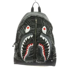 アベイシングエイプ A BATHING APE シャーク デイパック リュックサック ナイロン カーキ 黒 ブラック /AN16のサムネイル