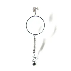 【新品】 TOMORROWLAND ／ トゥモローランド　片耳 ピアス フープピアス ビジュー 現代アート ストーン 輪っか リング ブラック 黒 シルバー アクセサリー ｜ オールシーズン