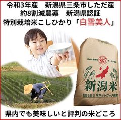 白米9kg+玄米10kg 令３新潟県三条市しただ産　減農薬特別栽培米コシヒカリ