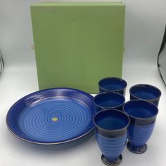 【KWB】柿田川 サロン セット 大皿 1枚 カップ 5個 マドラー 5個