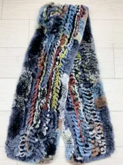 ★マフラー★ 新品 レッキスラビット ファー リアルファー 総柄 カラフル ストール レディース 毛皮 ショール マフラー