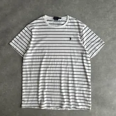 POLO RALPH LAUREN/ポロラルフローレン/半袖Tシャツ/細ボーダー/バイカラー/ツートーン/ポニー刺繍/ワンポイントロゴ/ホワイト×ネイビー/白×紺/XL/jmaple