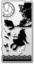 【新品未使用】 SO-01H Xperia Z5 エクスペリア クリア ハードケース (Alice in wonderland(ブラック)) アリス トランプ 