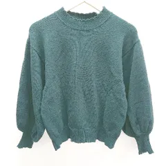 ◇ tiptop ティップトップ ボリューム袖 無地 長袖 ニット サイズF グリーン レディース E  【1303160006998】