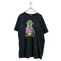 L.A.T 半袖 プリント Tシャツ XL ブラック系 迷彩 ビッグサイズ 花 巣箱 古着卸 アメリカ仕入 a607-5398のサムネイル