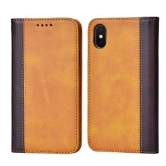 【新着商品】iphoneXスマホケース ケース 手帳型 ケース 耐衝撃 x カバー iphone マグネット XS カード収納(アイフォンX/あいふぉんXS/いphone10/アイホン10s iPhone 5.8インチ対応)-イエロー+ブラウン Ｈａｖａｙａ