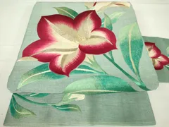 平和屋着物●アンティーク　大正ロマン　九寸名古屋帯　総刺繍　草花文　金糸　正絹　逸品　DAAX3643az