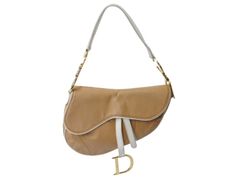 CHRISTIAN DIOR クリスチャンディオール サドルバッグ MU0030 ブラウン ストラップ付き ゴールド金具 美品 中古 4b001878