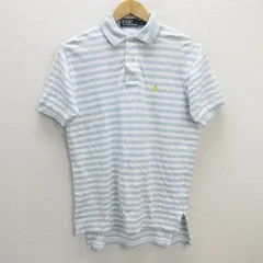 z■ポロラルフローレン/POLO RalphLauren  半袖ボーダーポロシャツ/鹿の子【S】水色/men's/39【中古】