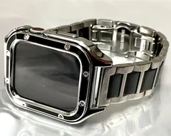 ブラック　シルバー　8スクリュー アップルウォッチ ステンベルト セラミック　保護　カバー　ケース メンズ レディー  Apple Watch バンド