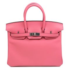 【栄】エルメス HERMES ハンドバッグ Birkin バーキン25 ローズアザレ ヴォースイフト SV金具 Y刻印 女性 保存袋 箱