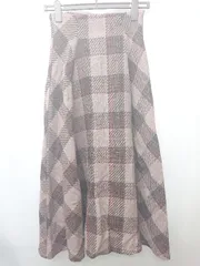 ◇ ⊆ GRL グレイル チェック柄 ロング丈 フレア スカート サイズM ピンク系 レディース E  【1507160002312】