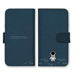 iPhone 16 Pro ケース 手帳型 アイフォン16プロ スマホケース 携帯ケース 韓国 宇宙飛行士 宇宙 かわいい うさぎ 猫 動物 月 ネイビー 白 ネイビー ホワイト  スマホカバー カラー01