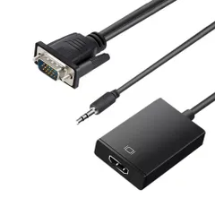 VGA to HDMI 変換アダプター 金メッキコネクタ 高速 1080P VGAオス to HDMIメス 音声出力 + USB供電 3.5mm オーディオケーブル + USBケーブル 付き ビデオ変換アダプタ