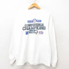 L/古着 リーボック REEBOK 長袖 ビンテージ Tシャツ メンズ 00s NFL シアトルシーホークス コットン クルーネック 白 ホワイト アメフト ス