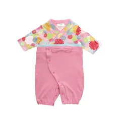 ☆ ピンク ☆ フリー ☆ 【Aenak】菊柄女児はかま兼用ドレス 袴 ロンパース 女の子 はかま ハカマ ドレスオール ツーウェイオール 100日祝い 百日祝い お食い初め 赤ちゃん 菊 出産祝い 全開き 菊柄女児はかま兼用ドレス 715005 ベビードレス