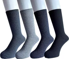 モードセレクト ソックス メンズ あったか 厚手 冬 紳士 靴下 ビジネス リブ 保温 防寒 毛混 4足セット 色はお任せ D21(マルチカラー,  25.0-27.0 cm)