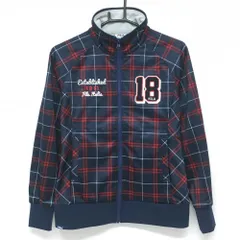 【美品】フィラゴルフ ジャケットブルゾン ネイビー×レッド×白 チェック 裏起毛 レディース M ゴルフウェア FILA GOLF