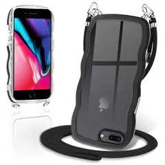 iPhone8 Plus ケース ショルダー クリア カバー iPhone7plus/iphone8plus スマホケース 創意 個性 肩掛け 首掛け 斜めかけケース 可愛い かわいい 韓国 透明 TPU 薄型 耐衝撃 シリコン TPUバンパー アイフォン