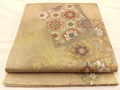 平和屋着物◎六通柄袋帯　唐織　蜀江花文　金糸　正絹　逸品　BAAS5581du