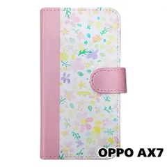 【新品未使用】 OPPO AX7 手帳型スマホ ケース 花柄 (20065手帳ピンク) バラ ローズ 水彩 フラワー 北欧 おしゃれ かわいい カード収納 PUレザー flip2-ax7-pk-20065のサムネイル