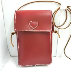 本革 スマホポシェット バック かばん　鞄 	赤	ストラップ ハンドメイド/工房エールヨコハマ