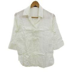 イネド 長袖シャツ トップス スキッパーシャツ コットン レディース 9サイズ ホワイト INED 【中古】
